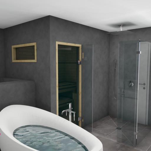 Modernes Bad mit Sauna.pexpo
