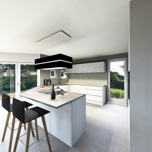 Einbauküche mit Mittelblock und Inselhaube.pexpo