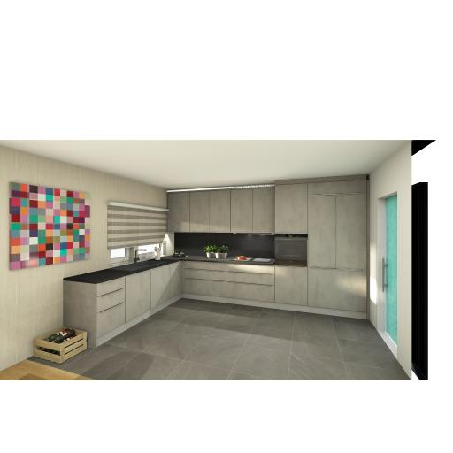 Küche mit Fronten in Betonoptik.pexpo