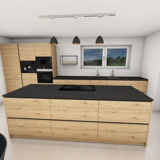 Eiche Küche mit Griffmulden.pexpo