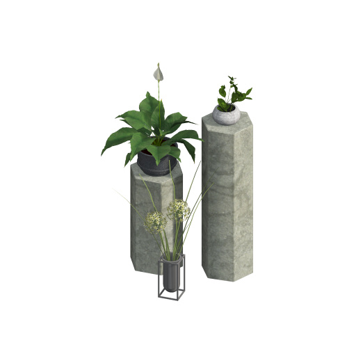Dekogruppe Säulen mit Pflanzen.pos
